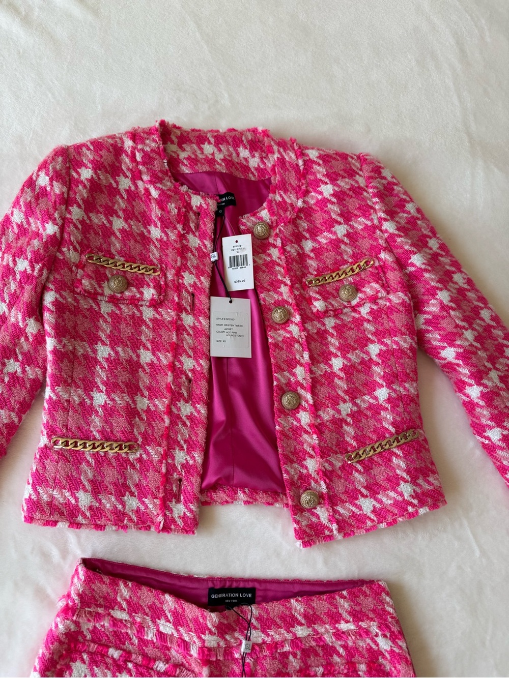 Pink Tweed Jacket and Skirt Set - Picture 3 of 7